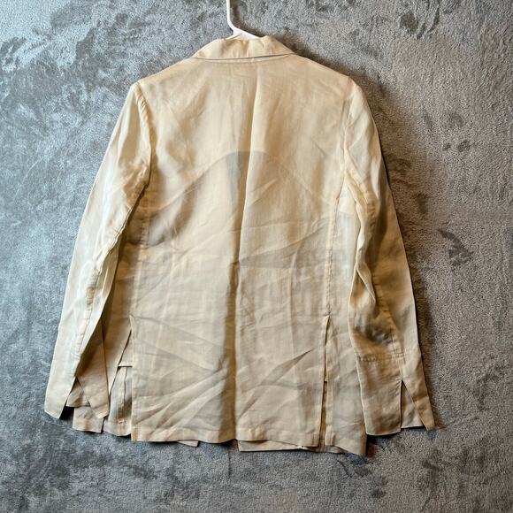 Elaine Kim Luxe Sheer Ramie Classic Boyfriend Blazer Cream Women's Size P‎ (XS) - Picture 3 of 6